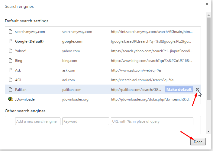 Remove Palikan Search Engine from Chrome 2