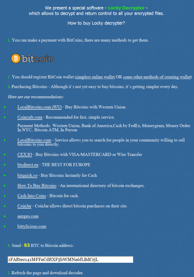 Locky Decrypter Ransom Page