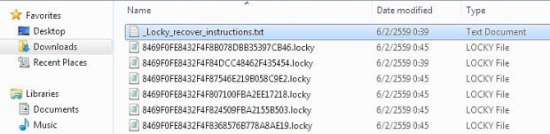 Locky Ransomware Encrypted Files