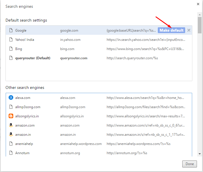 Remove Search.queryrouter.com Search Engine from Chrome 1