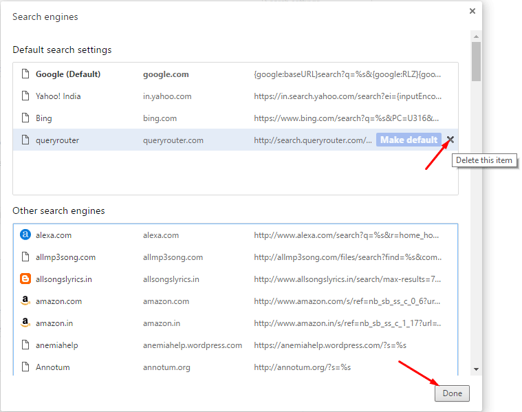 Remove Search.queryrouter.com Search Engine from Chrome 2