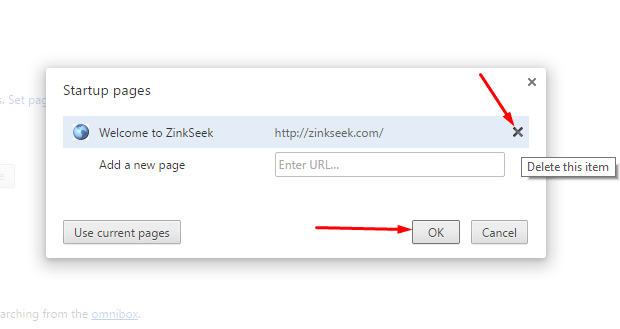 Remove Zinkseek.com Homepage from Chrome